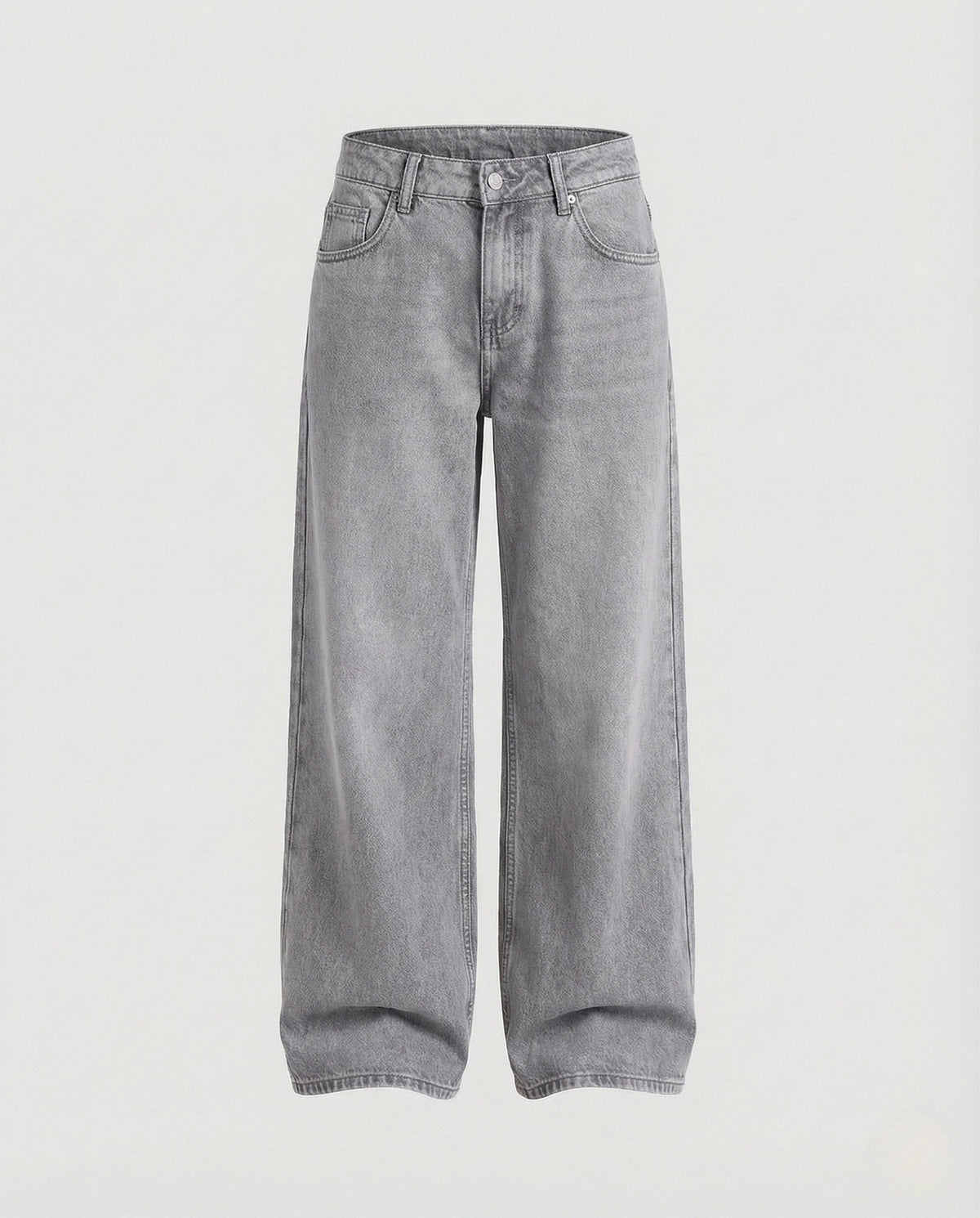 Damskie Jeansy Wide Leg z Wysokim Stanem - Jasnoszary