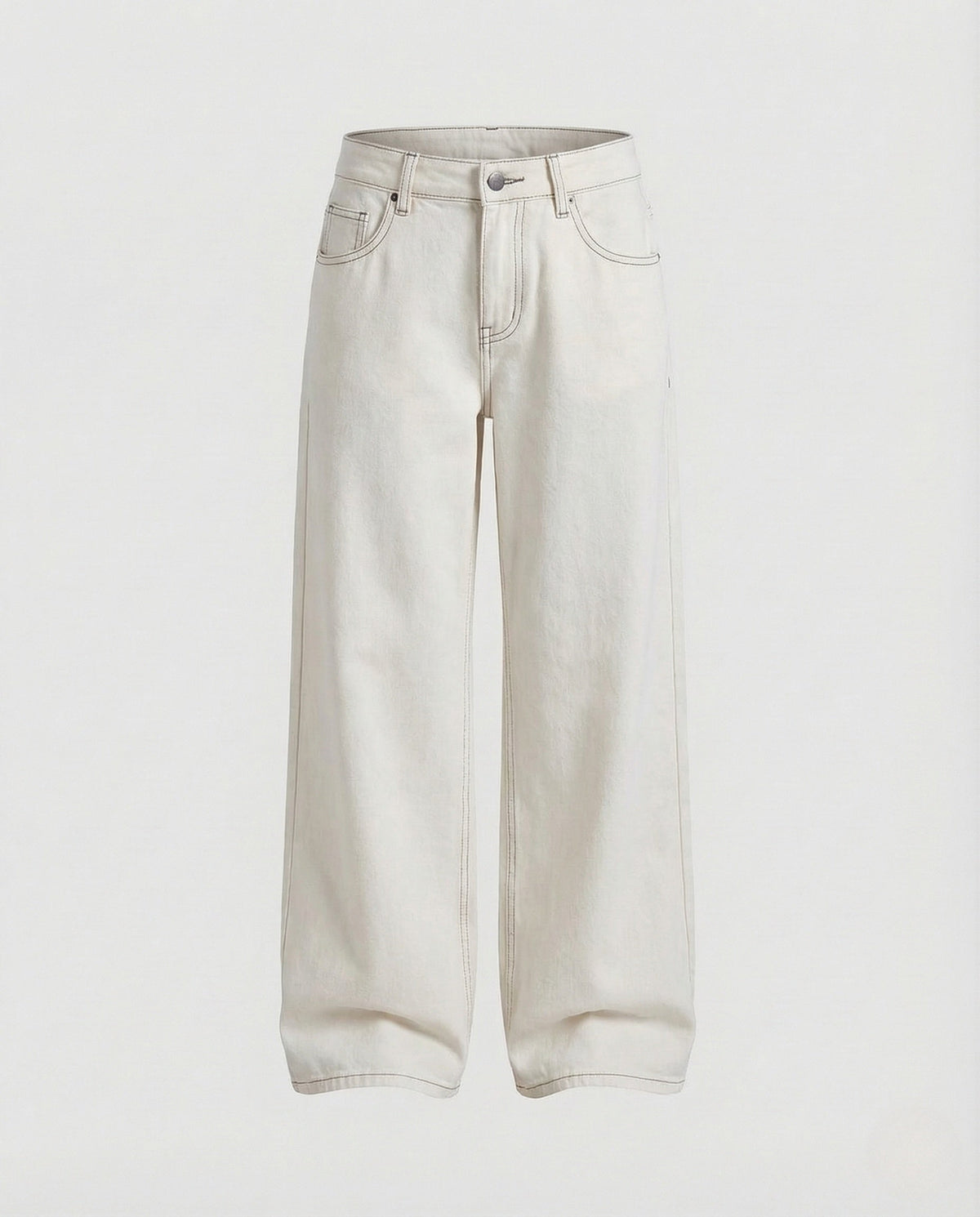 Damskie Jeansy Wide Leg z Wysokim Stanem - Biały