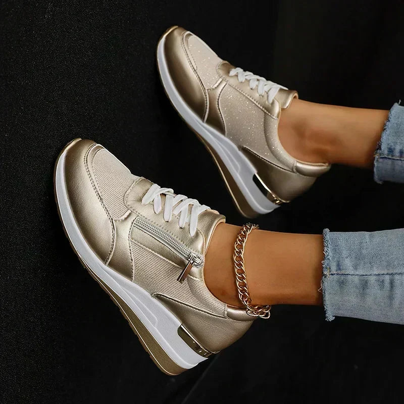 Damskie Sneakersy na Platformie z Suwakiem - 3