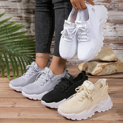 Damskie Sneakersy z Siateczkową Cholewką i Grubą Podeszwą - 7
