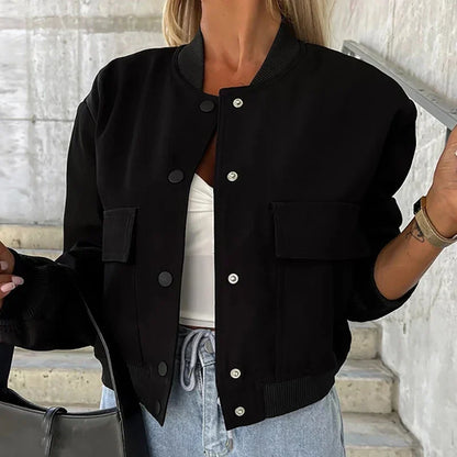 Damska Kurtka Bomber Oversize z Kieszeniami - 8