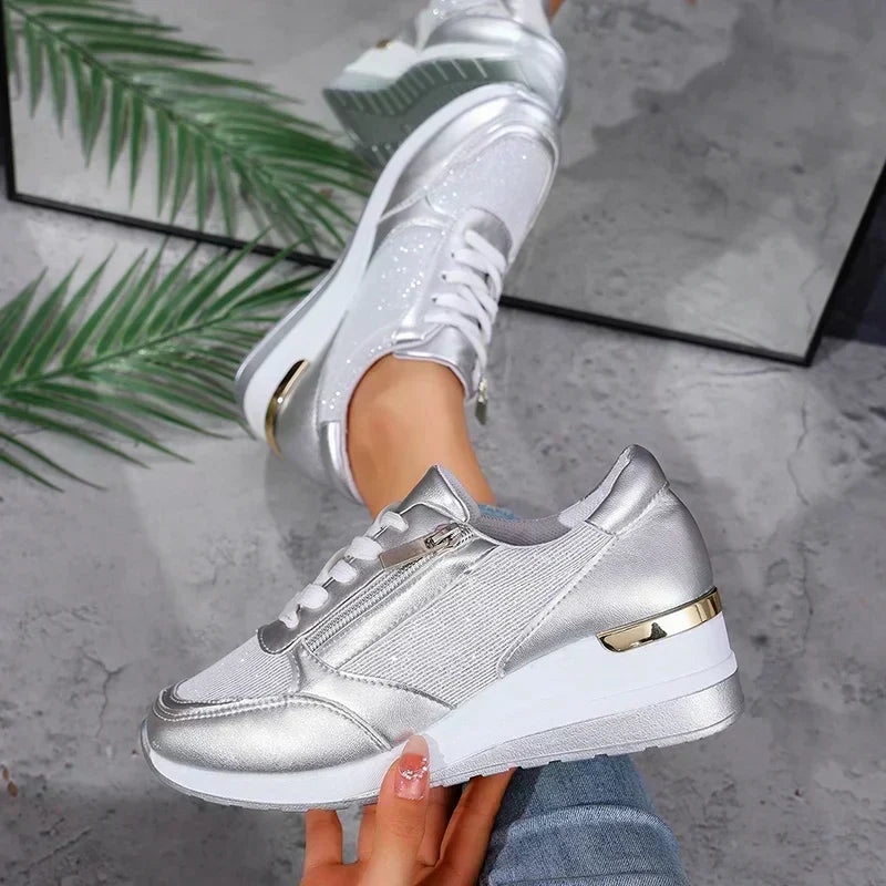 Damskie Sneakersy na Platformie z Suwakiem - 10