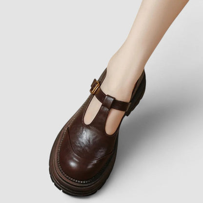 Damskie Buty Mary Jane Vintage z Grubą Podeszwą - 6