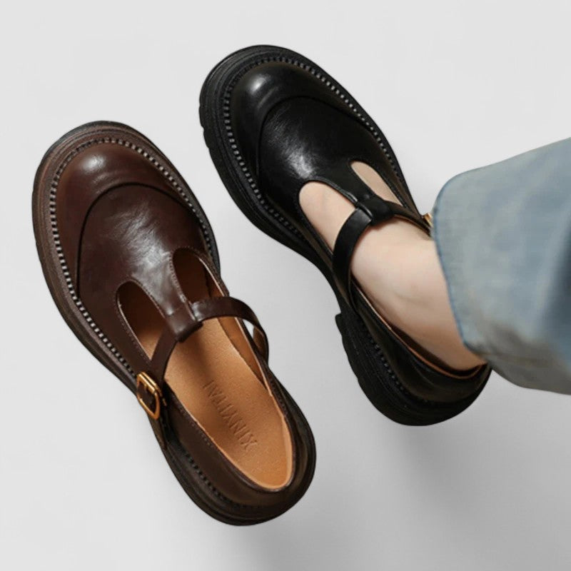 Damskie Buty Mary Jane Vintage z Grubą Podeszwą - 4