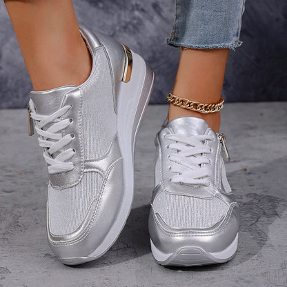 Damskie Sneakersy na Platformie z Suwakiem - 8