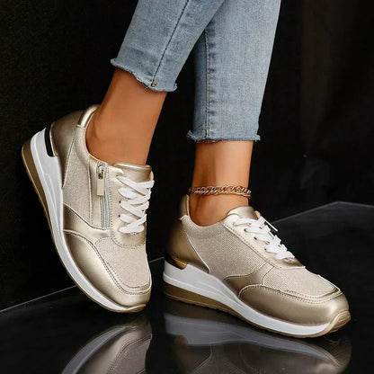 Damskie Sneakersy na Platformie z Suwakiem - 2