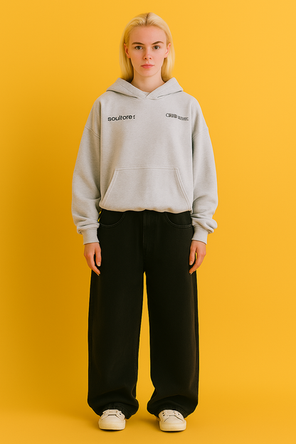 Damska Bluza Oversize z Kapturem i Kieszenią Kangurką - 34