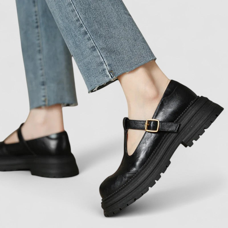 Damskie Buty Mary Jane Vintage z Grubą Podeszwą - 3