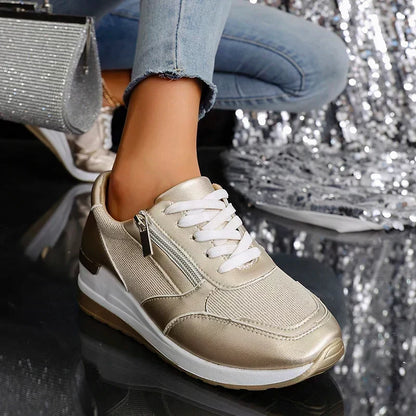 Damskie Sneakersy na Platformie z Suwakiem - 7