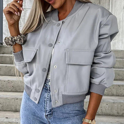 Damska Kurtka Bomber Oversize z Kieszeniami - 5
