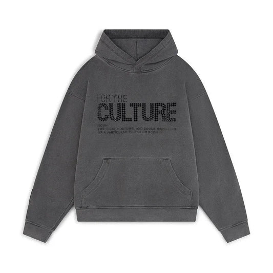 Bluza Oversize z Napisem Zdobionym Cyrkoniami - Szary