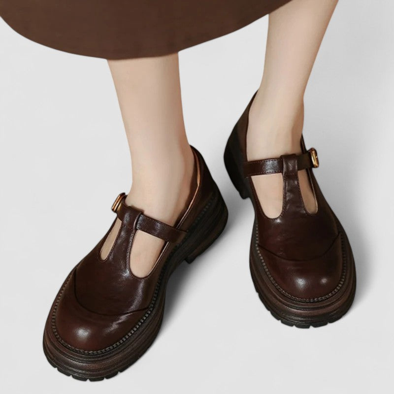 Damskie Buty Mary Jane Vintage z Grubą Podeszwą - 8