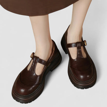 Damskie Buty Mary Jane Vintage z Grubą Podeszwą - 8