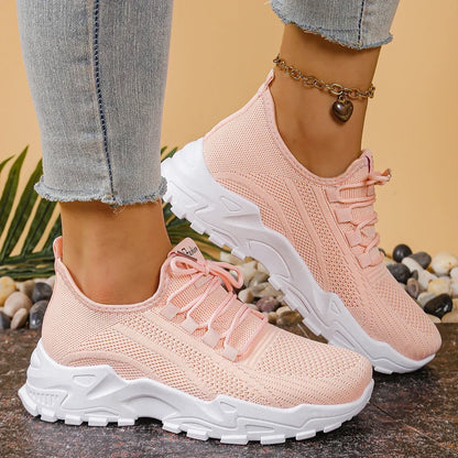 Damskie Sneakersy z Siateczkową Cholewką i Grubą Podeszwą - 5
