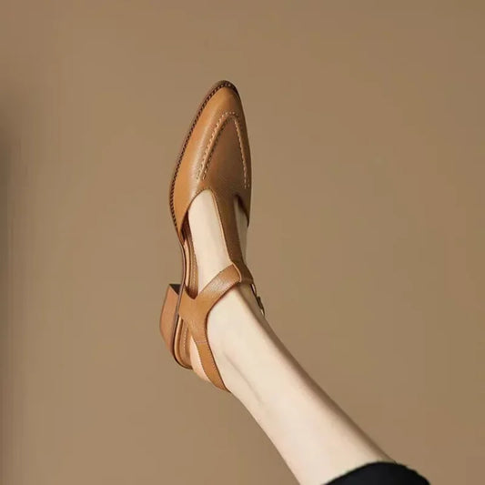 Damskie Buty ze Sprzączką i Szerokim Paskiem na Niskim Obcasie
