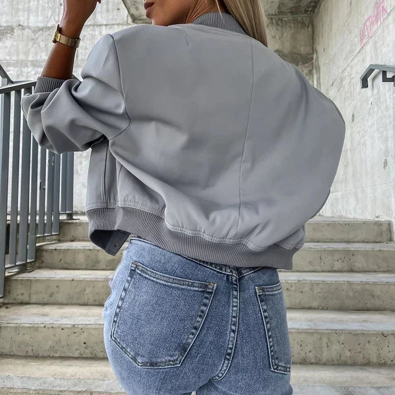 Damska Kurtka Bomber Oversize z Kieszeniami - 9