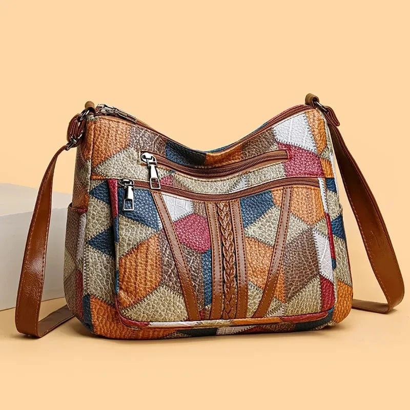 Damska Torba na Ramię z Wielobarwnym Wzorem Patchwork - 3