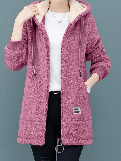 Damska Bluza z Kapturem Teddy - Różowy