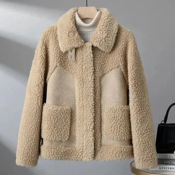 Damska Kurtka Oversize z Kieszeniami i Stójką - Khaki