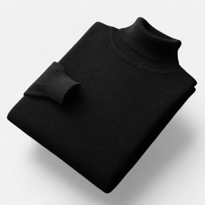 Męski Sweter Oversize ze Stójką i Prążkowaną Fakturą - Czarny
