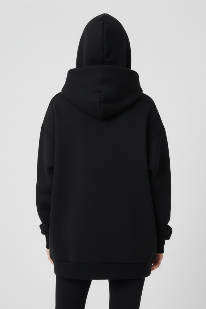 Damska Bluza Oversize z Wysokim Kołnierzem i Szerokim Kapturem - 5