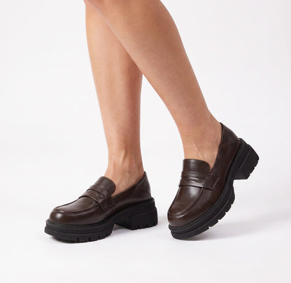 Damskie Loafersy na Grubej Podeszwie z Paskiem