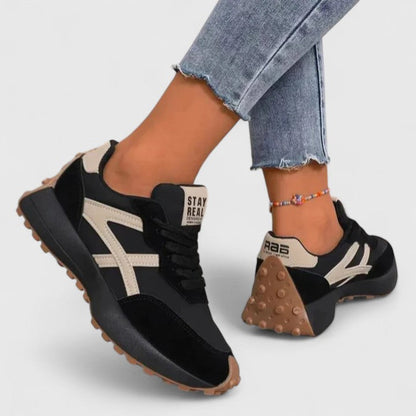 Damskie Sneakersy na Grubej Podeszwie z Zamszowymi Wstawkami - 2
