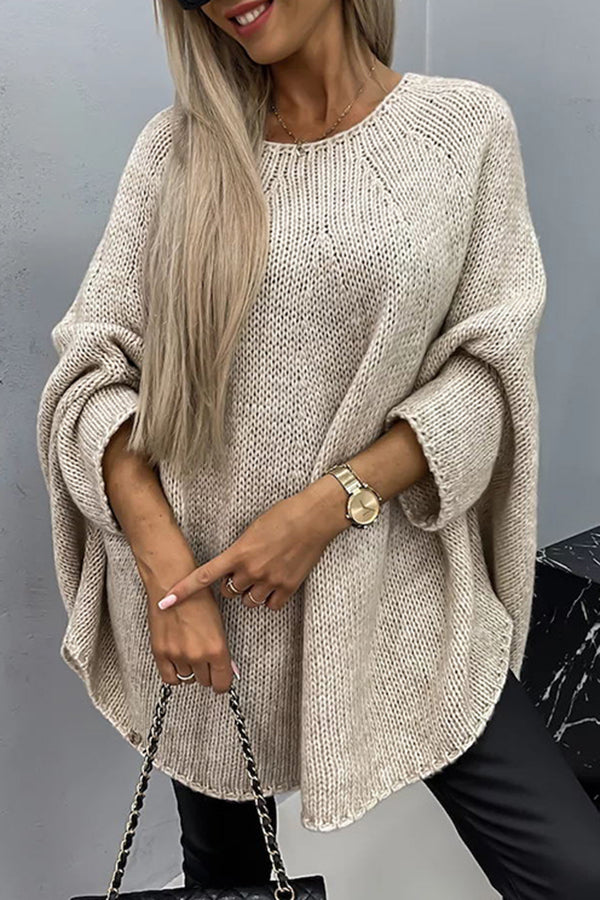 Damski Sweter Oversize z Okrągłym Dekoltem - 2