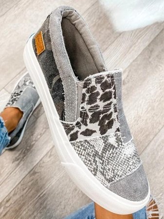 Damskie Wsuwane Sneakersy Patchworkowe ze Zwierzęcym Nadrukiem - 9