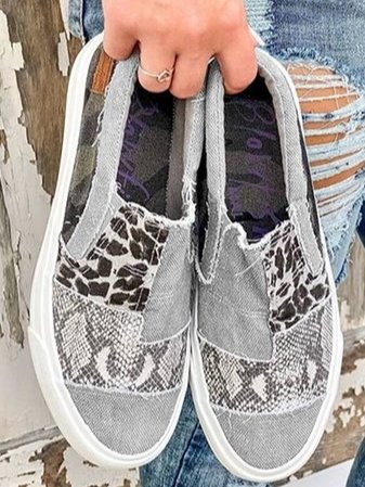 Damskie Wsuwane Sneakersy Patchworkowe ze Zwierzęcym Nadrukiem - 13