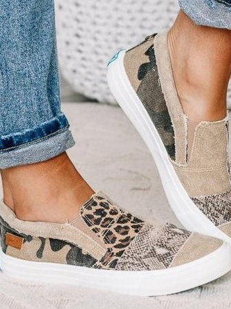 Damskie Wsuwane Sneakersy Patchworkowe ze Zwierzęcym Nadrukiem - 6