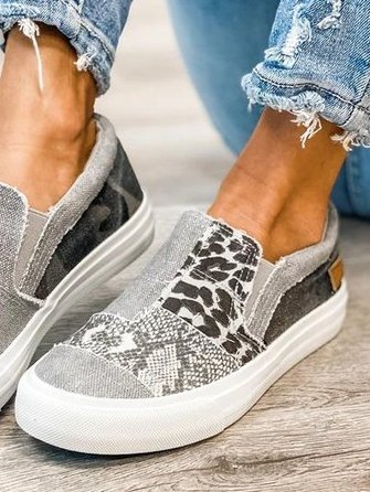 Damskie Wsuwane Sneakersy Patchworkowe ze Zwierzęcym Nadrukiem - 12
