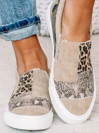 Damskie Wsuwane Sneakersy Patchworkowe ze Zwierzęcym Nadrukiem - 7