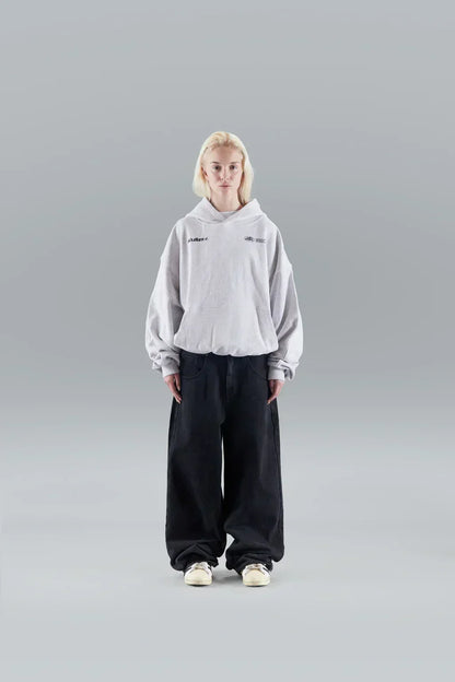 Damska Bluza Oversize z Regulowanym Kapturem - Szary