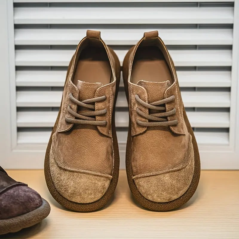 Męskie Buty Casualowe Zamszowe z Gumową Podeszwą - Khaki
