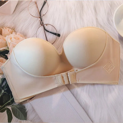 Damski Biustonosz bez Ramiączek z Efektem Push-Up - Nude