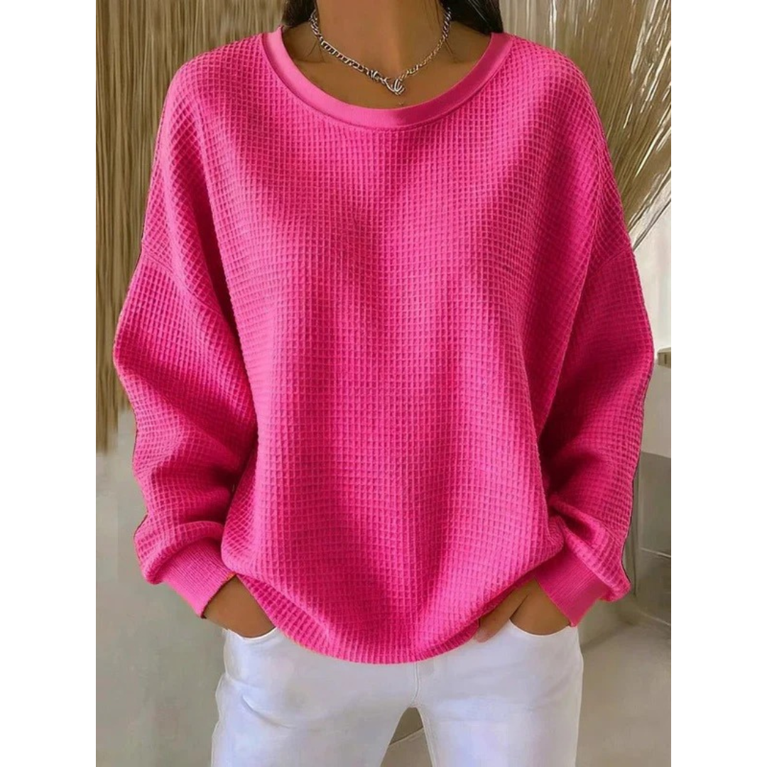 Damski Oversize Sweter z Okrągłym Dekoltem - 3