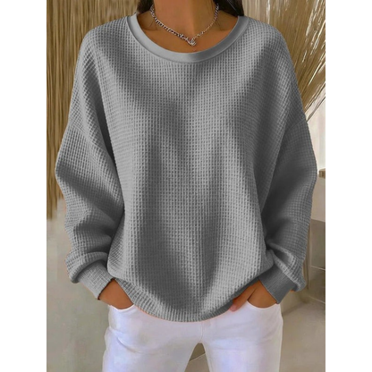 Damski Oversize Sweter z Okrągłym Dekoltem - Szary