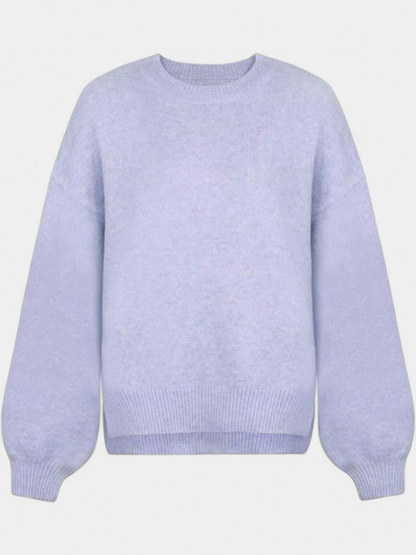 Damski Sweter Oversize z Opuszczonymi Ramionami i Rozcięciami przy Dole - Śliwkowy