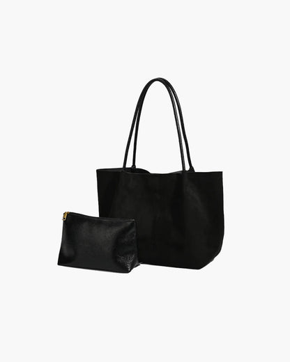 Damska Torba Shopper z Kosmetyczką, Dwuczęściowy Komplet w Stylu Retro - 6