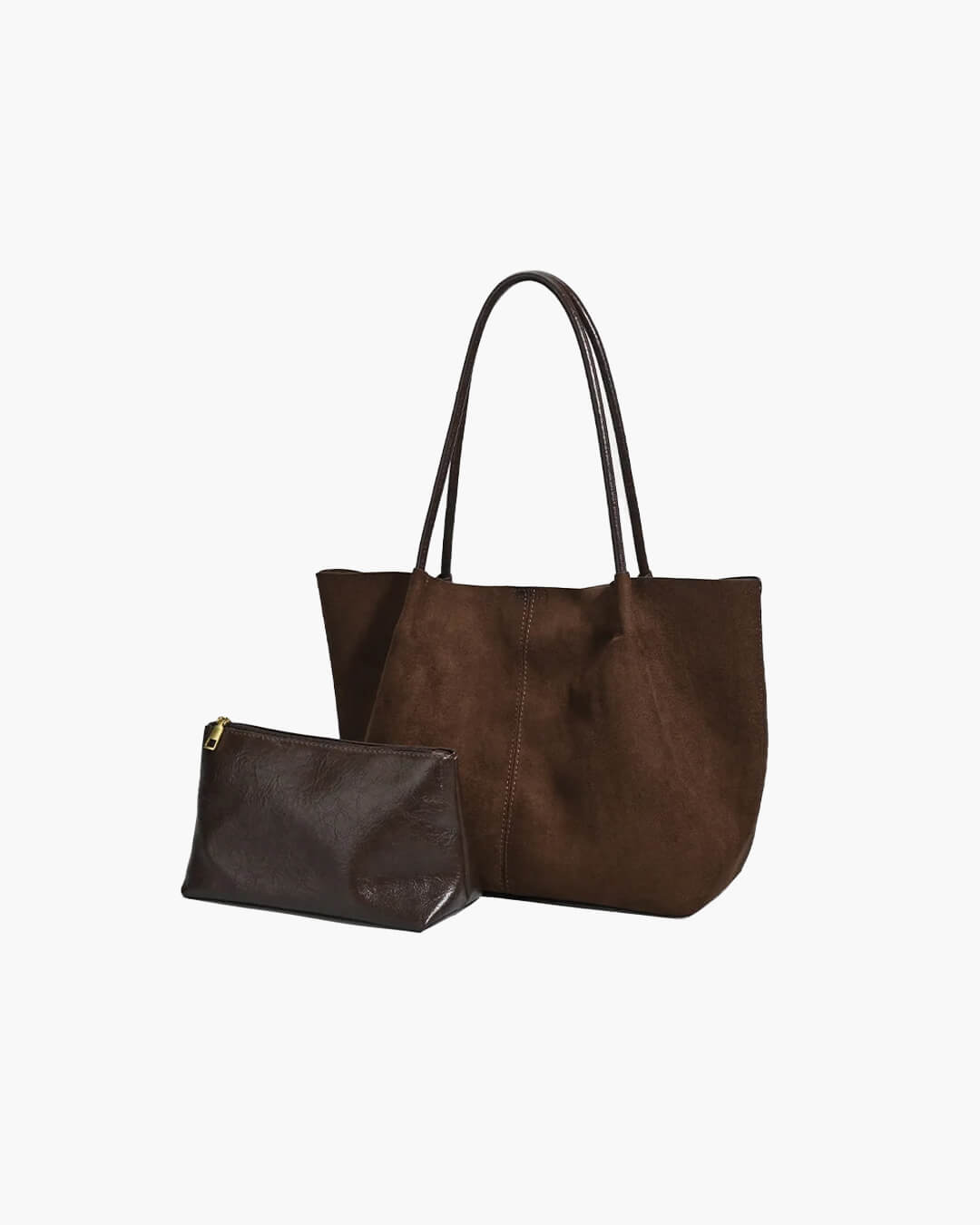 Damska Torba Shopper z Kosmetyczką, Dwuczęściowy Komplet w Stylu Retro - 4