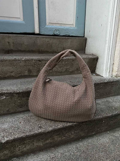 Damska Torba Shopper Oversize Pleciona z Panelami