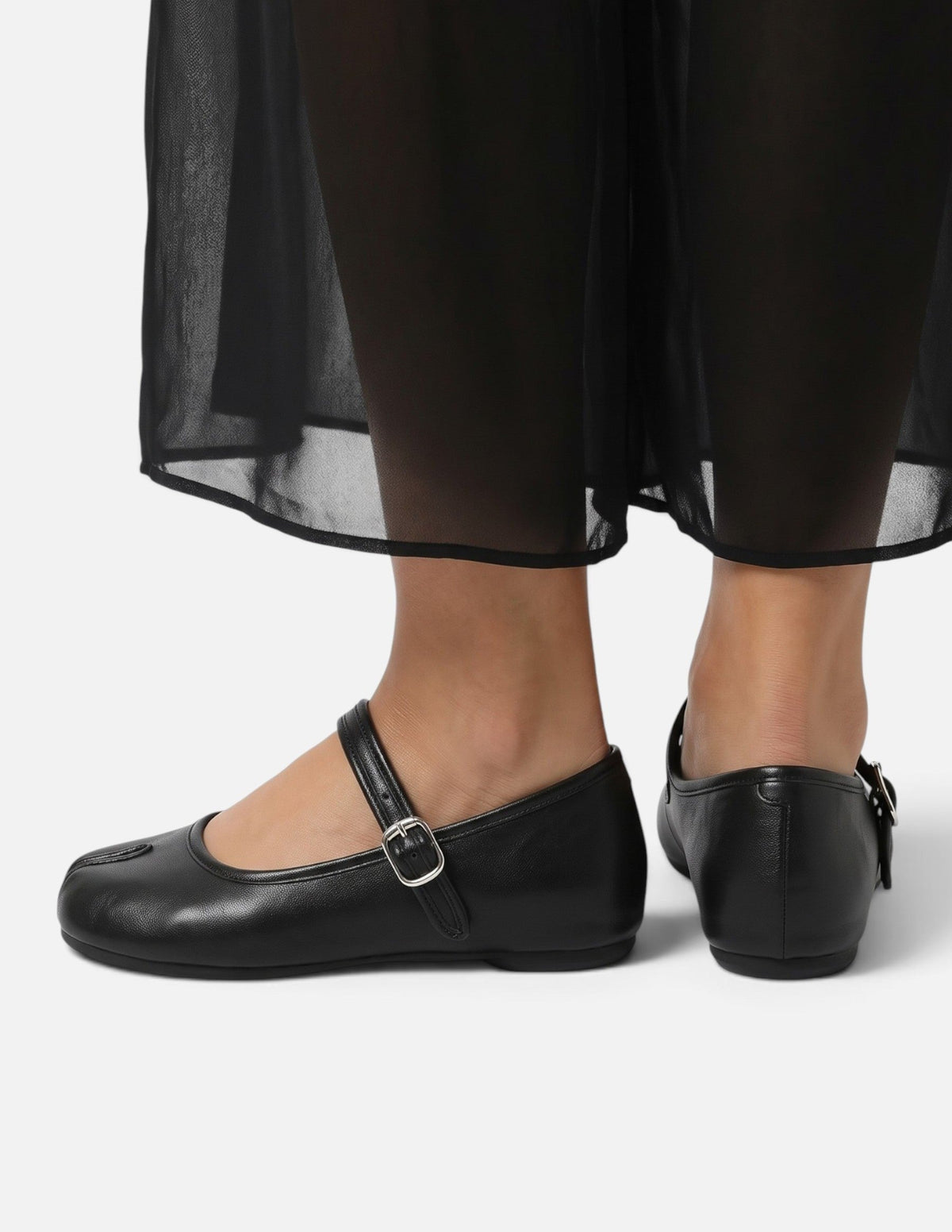 Damskie Buty Mary Jane z Paskiem na Klamrę - Czarny