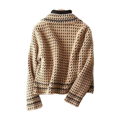 Damska Kurtka Pepitka z Klapami i Kieszeniami - 4