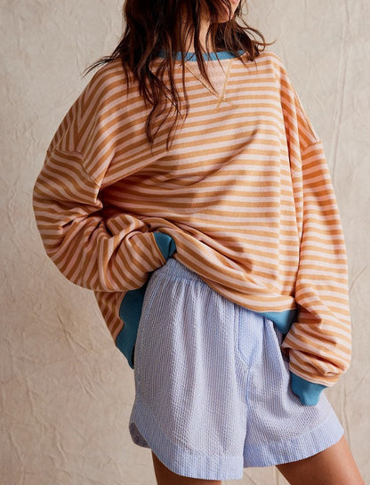 Damska Bluza Oversize z Okrągłym Dekoltem