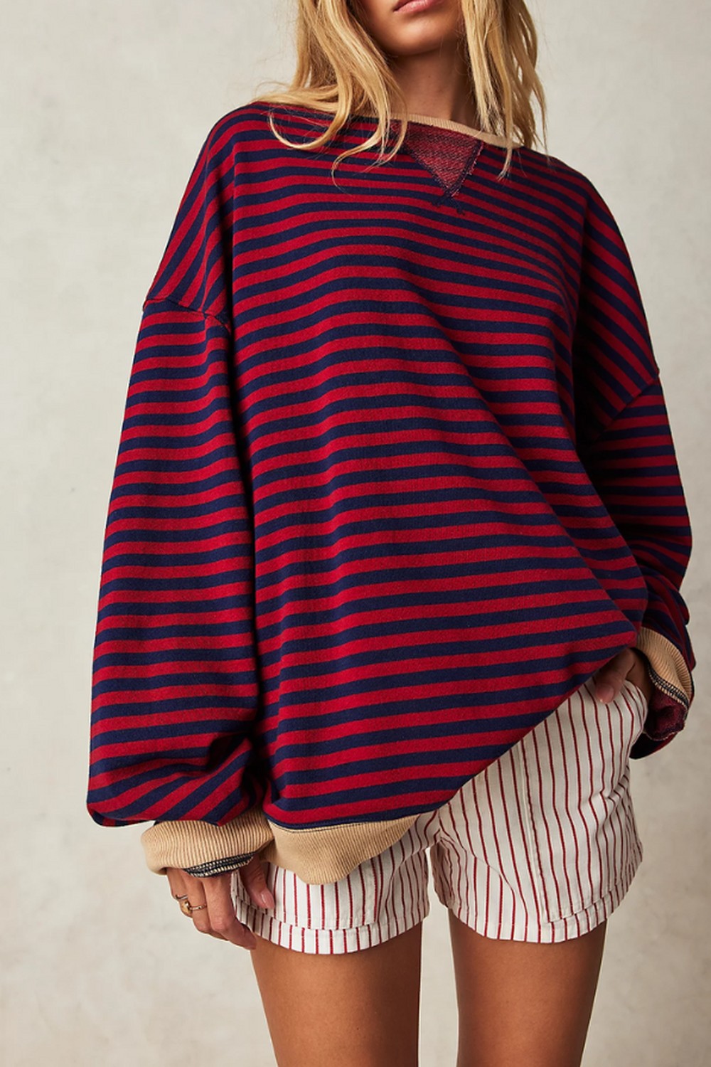 Damska Bluza Oversize z Okrągłym Dekoltem