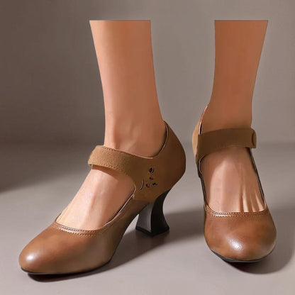 Damskie Czółenka z Zapinanym Paskiem na Guzik w Stylu Retro - 8